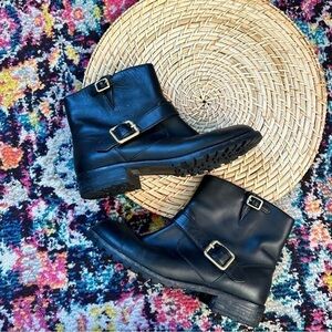 Marc Jacobs Buckle Black Leather Moto Bootie